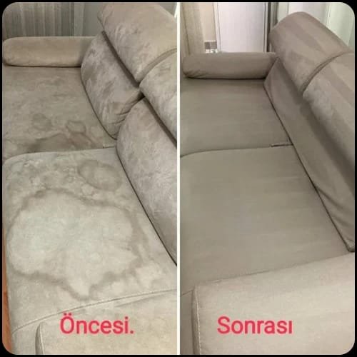 Gri koltuk yıkama öncesi ve sonrası