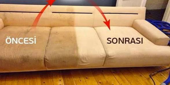 Krem renk koltuk yıkama öncesi ve sonrası